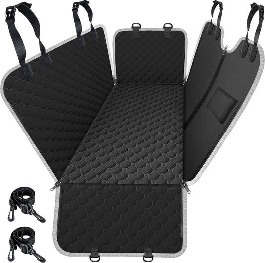 Dog Car Seat Cover for Back Seat, 2025 Upgraded 600D Heavy Duty Waterproof & Scratch-Resistant Dog Hammock for Car, Back Seat Pet Cover for Dogs with Sedan, Trucks and Suvs, Standard, Black