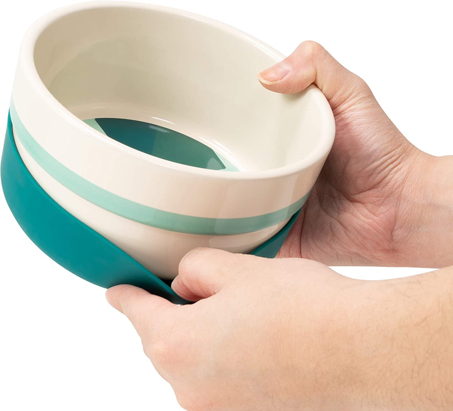 Green "Chroma" Duo Bowl, Small | Dishwasher Safe, Easy to Clean Dog Bowl with Anti-Skid Lid | Dual Functionality Bowl for Dogs for Storage or Travel